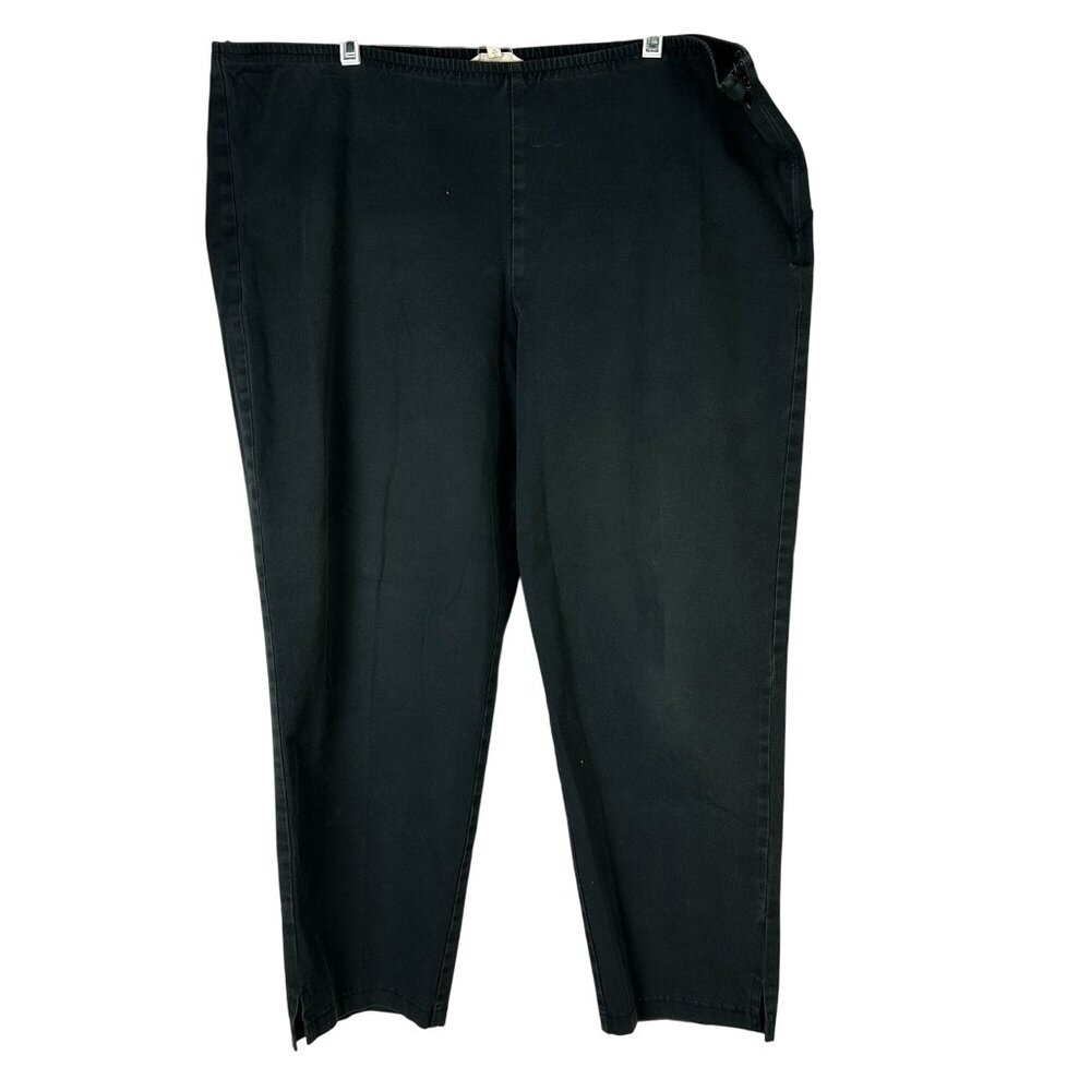 Eileen Fisher Womens Black Elastic Waist Pants XL Cotton Blend